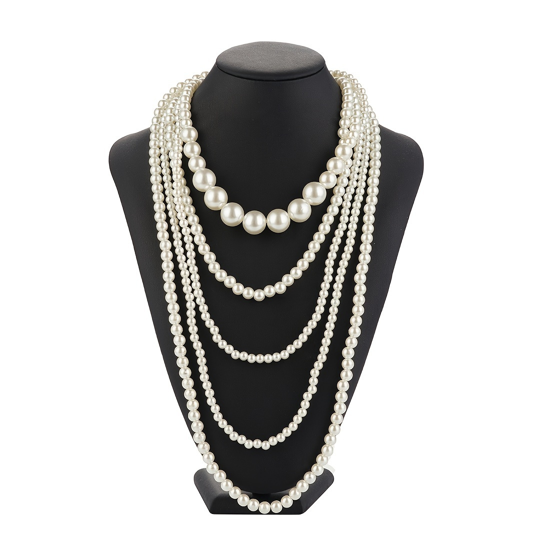 

Collier de perles d'imitation élégant Blanc Chaîne de cou Multi-couche Accessoires de perles rétro Cheongsam Nouvel An Style chinois 1 pièce