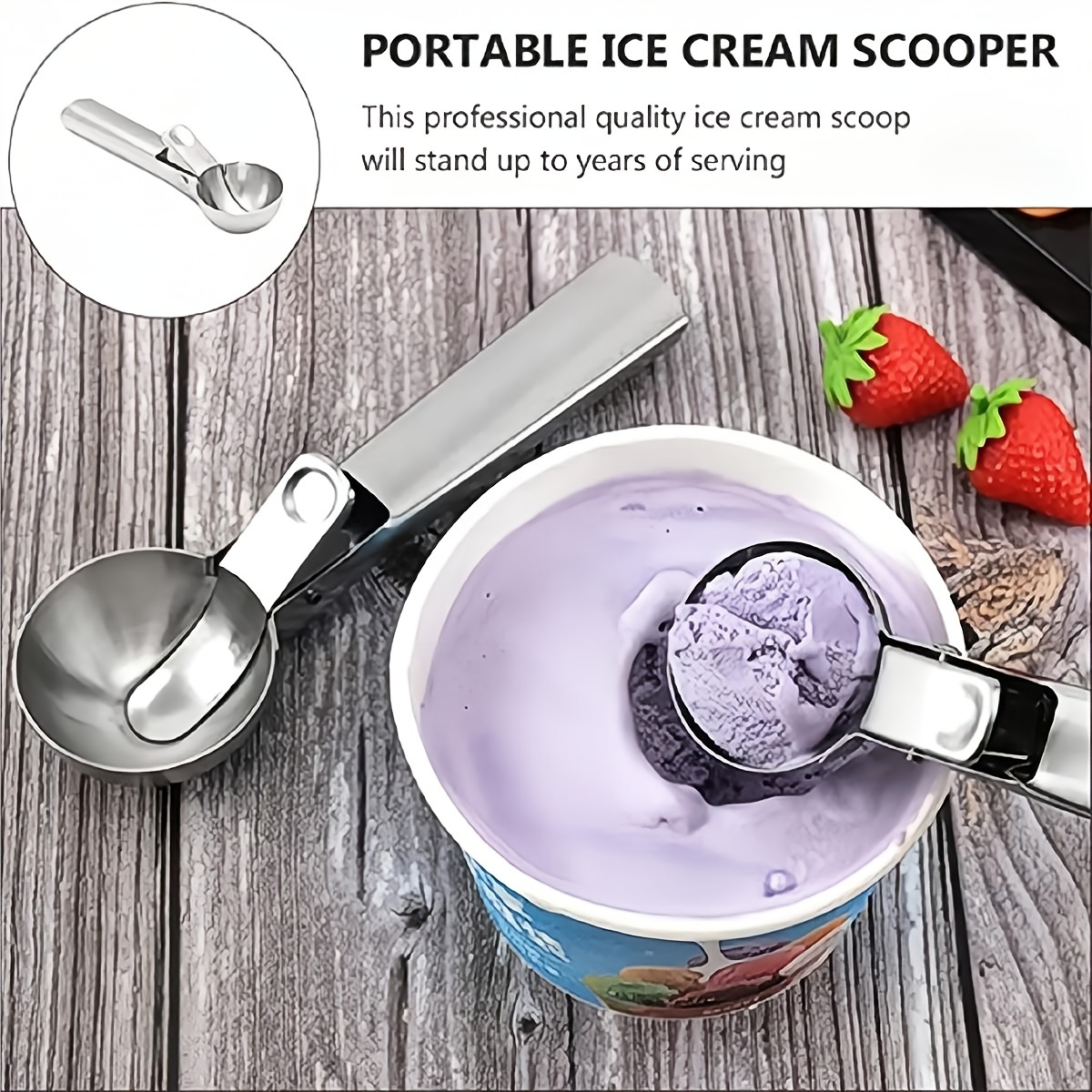 Ice Cream Scoop, Old Fashioned Ice Cream Spoon, 304 Stainless Steel Spoon  For Ice Cream With Trigger, Dough Scoop, Reusable Melon Spoon, Washable  Dessert Spoon For Party Wedding Chrismas Halloween, For Restaurant