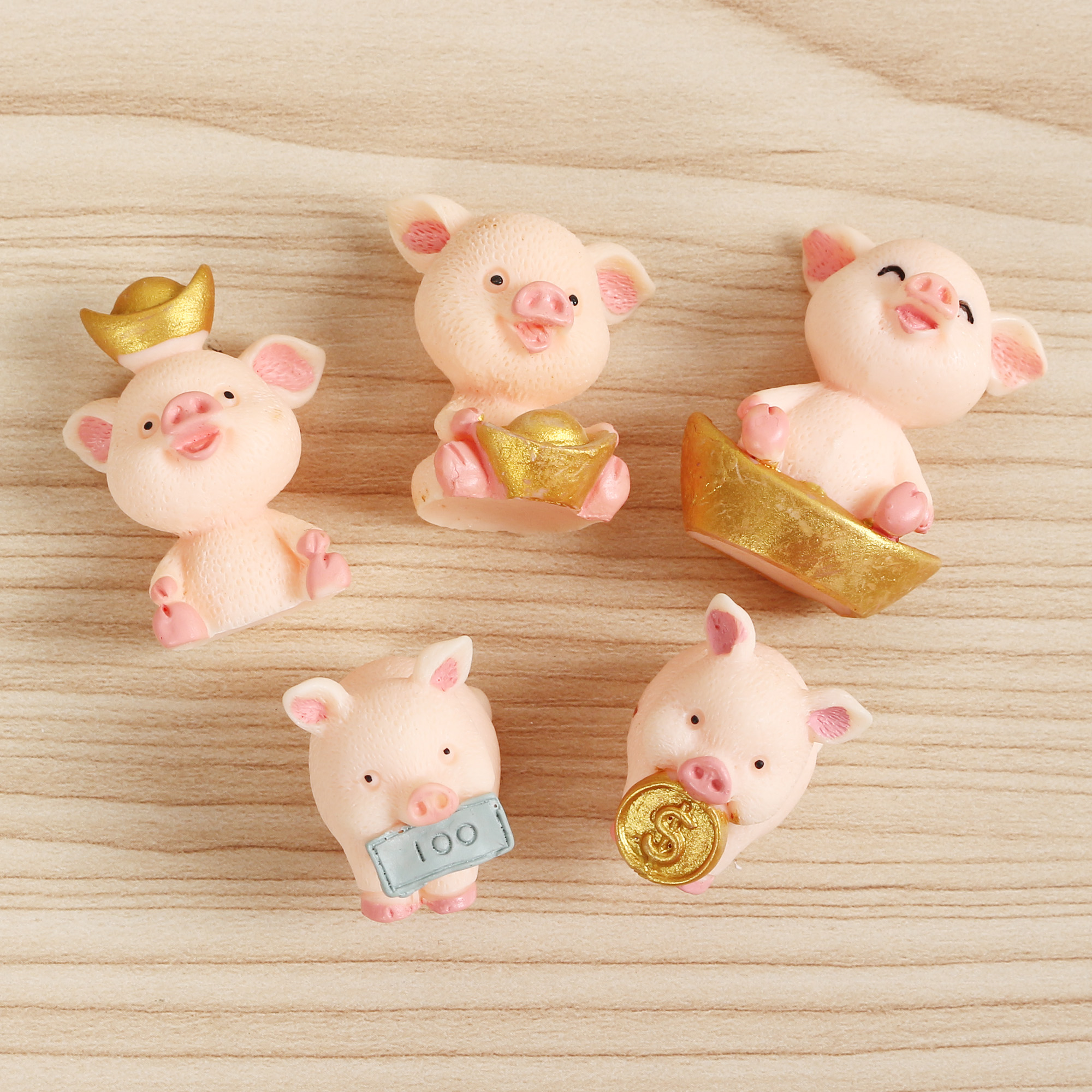 Resin Mini Fortune Pig - DIY Miniature Pigs Cake Topper Landscape