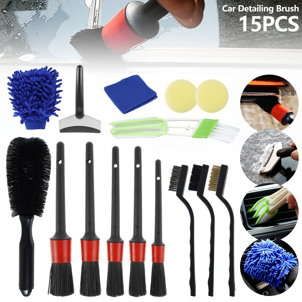 Car Detailing Brush Set Scratch Free Cleaning Engine Emblems Air Vent 