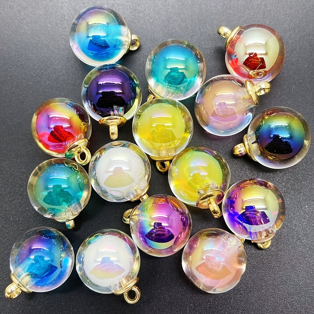 

New Diy 8pcs Mini Glass Bottles With Beads Pendant Ornaments Jewelry Making