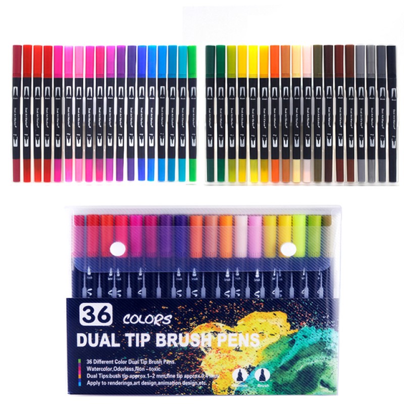 GColour 18 Vibrant Colors Watercolor Markers, Soft Nylon Brush Tips Ideal  for Coloring, Calligraphy, Painting, Drawing