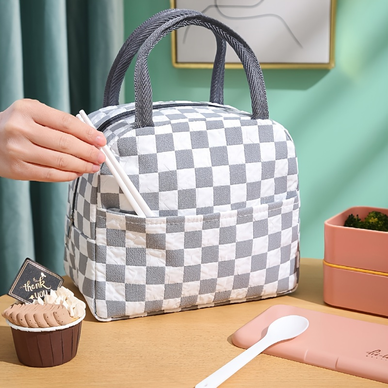 Checkered Insulated Lunch Bag, Waterproof Picnic Bag, Ice Bag, Large  Capacity Lunch Box Bag - Temu Mexico