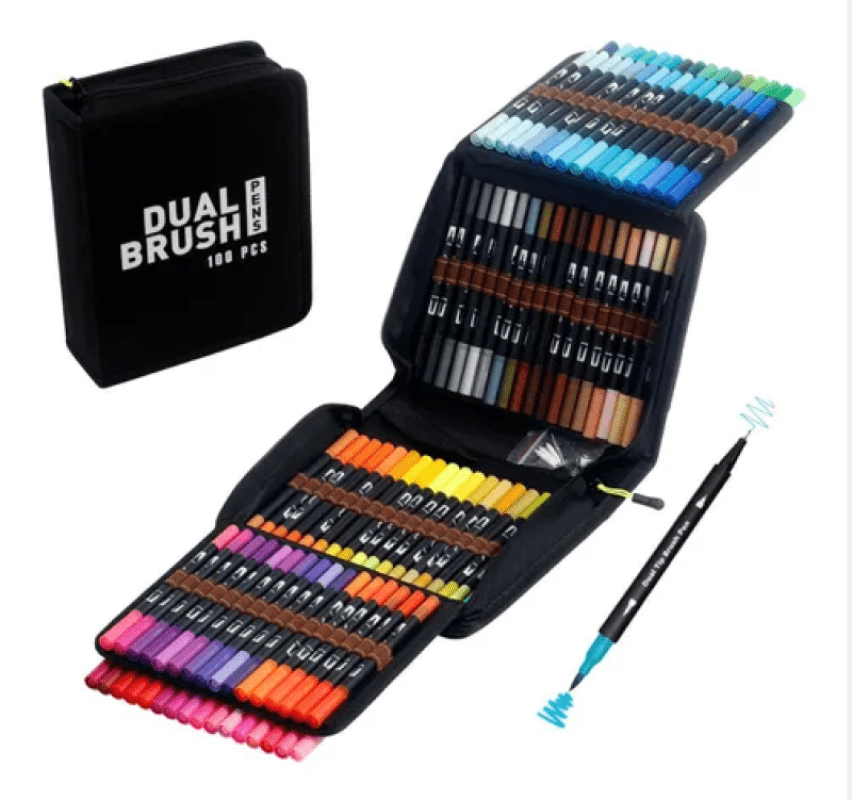 TongfuShop 204 Colors Colouring Pens, Permanent Marker Felt-tip Pens,  Permanent At Markers Set for Sketching, Painting Coloring, Beginner Kids,  Twin Tip Highlighter with Plastic Shelf – BigaMart