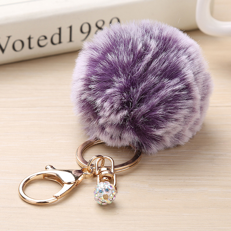 Snowflake Pom Pom Keychain Artificial Fur Ball Keychain Fluffy