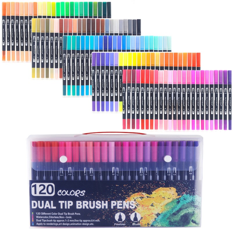 Brush Pen Set 1-12 Color Dual Tip Markers - Calligraphy Lettering