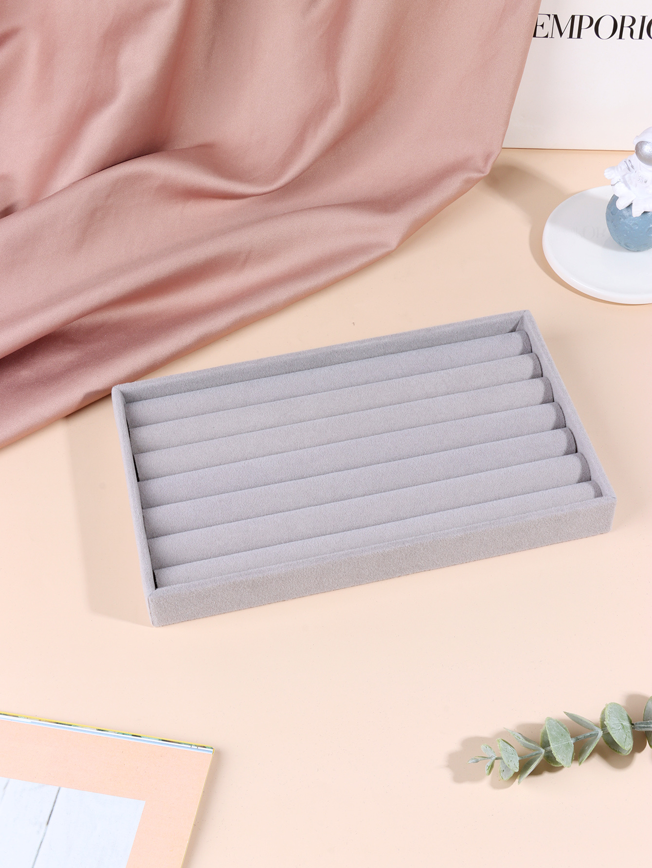 Fancy Grey Velvet Jewelry Organizer Tray Ring Earring Temu