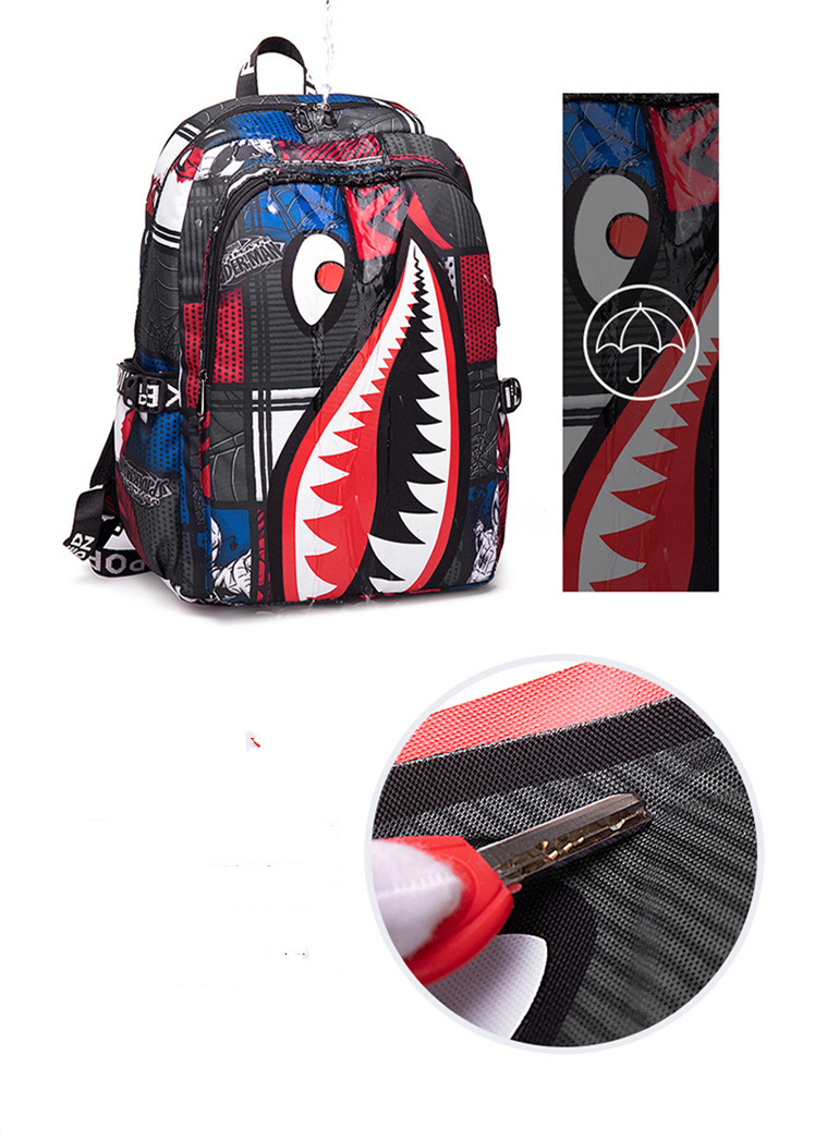 Mezyticky Student Lightweight Schoolbag Men's Waterproof Breathable Shark  Backpack Teenagers Fashion Oxford Fabric Backpack - Temu New Zealand