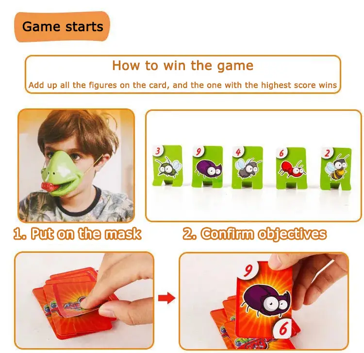 frog mouth sticking out tongue board game greedy snake chameleon playing cards competitive parent child interactive desktop childrens toys details 4