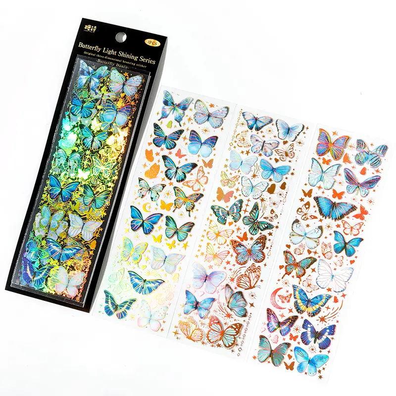 Shiny Colorful Butterflies Decorative Pvc Stickers Ins - Temu