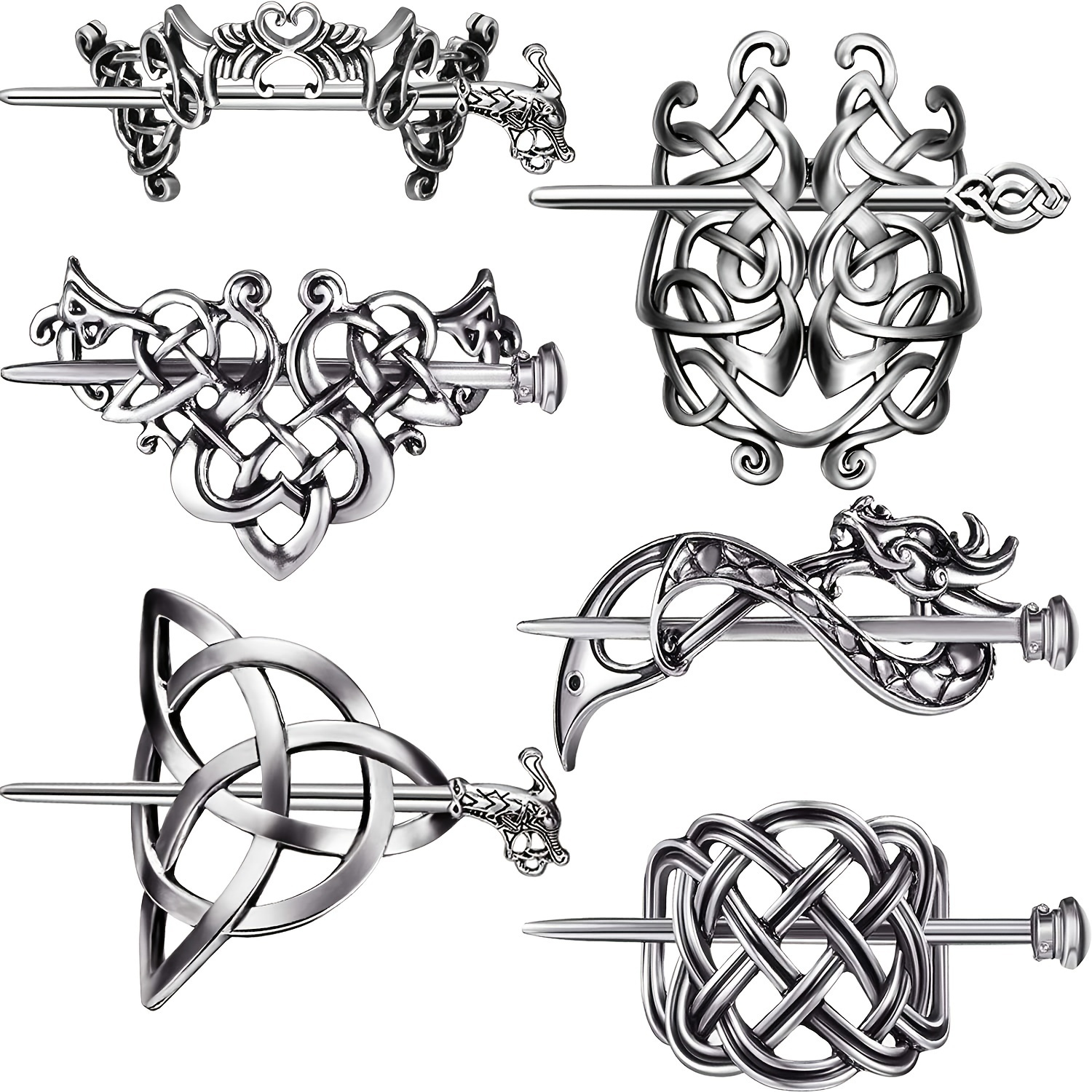

Viking Celtic Hair Clips Hairpins Viking Silvery Hair Pin Chignon Celtic Knot Viking Jewelry Hair Clips For Ladies Or Women 1pc