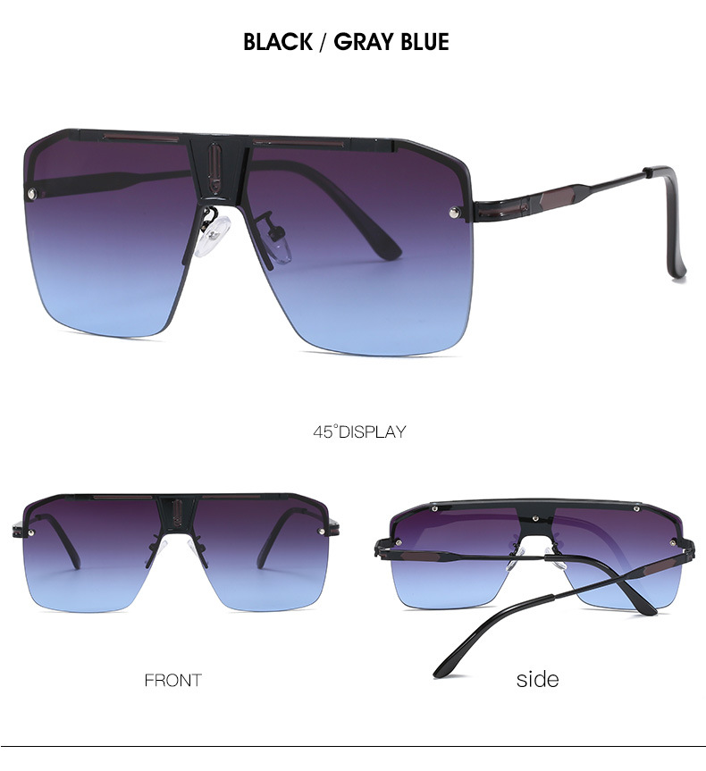 1pc New Square Rimless Sunglasses Mens 2022 Fashion Vintage Design Big