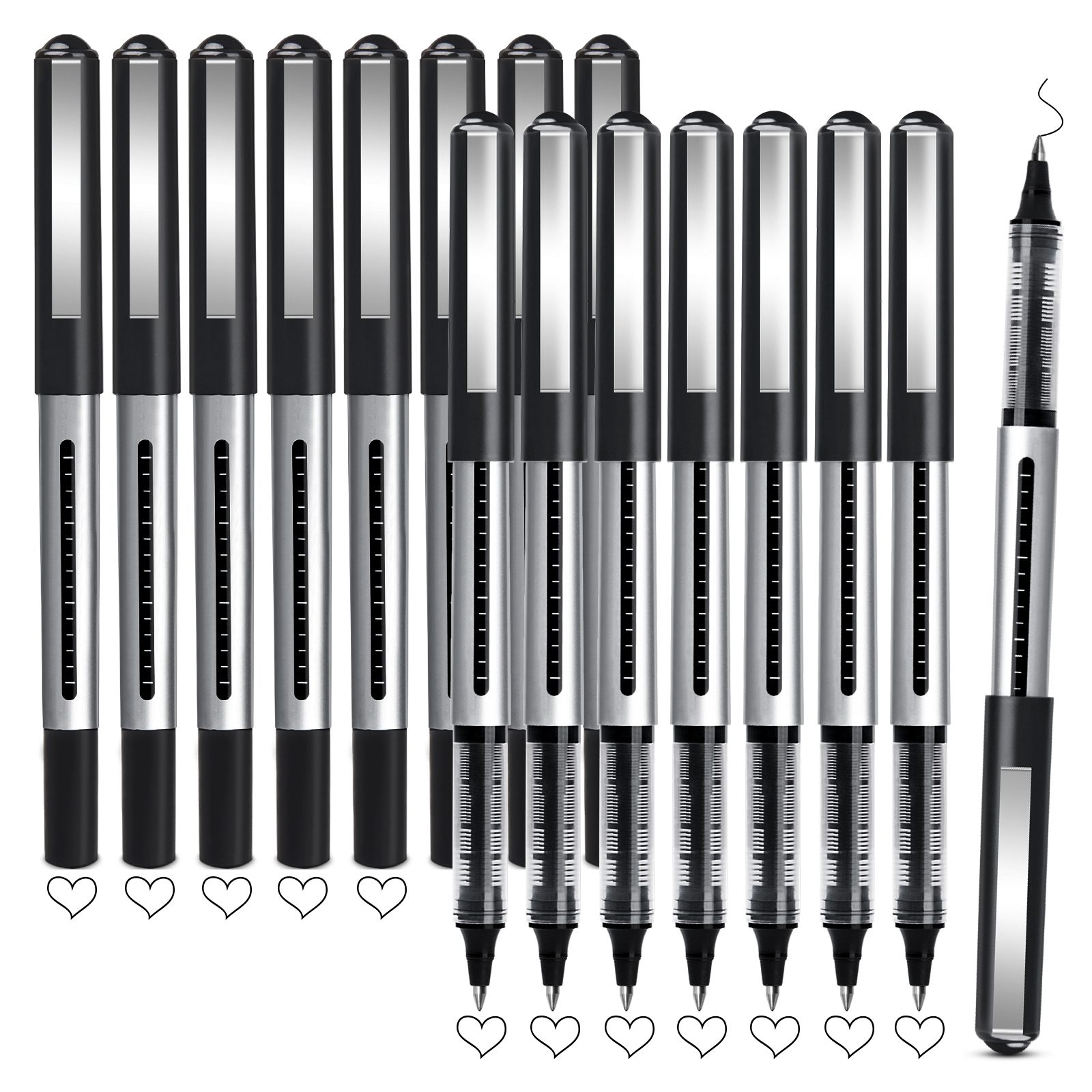Lot de 16 stylos rollers à pointe fine 0 5 mm noir gel - Temu Belgium