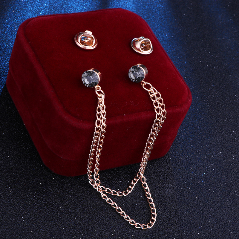 Rhinestone Tassel Pin Shirt Accessory Chain Brooch