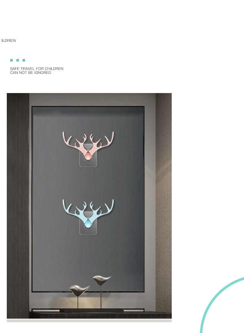 1pc Creative And Cute Deer Antler Hook For Nordic Style Wall-mounted Holder  For Keys, No-hole Hooks On Inside Of Door Or Behind Door, With Adhesive