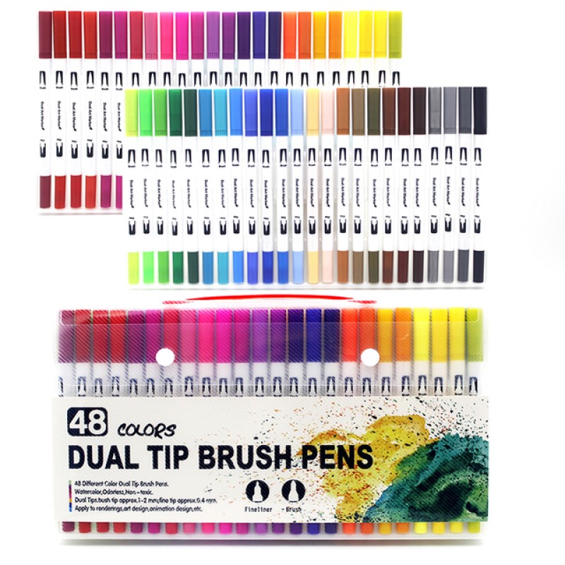 Mr. Pen- Dual Tip Brush Pens, 12 Colors, 0.4mm Fineliner Brush Pens