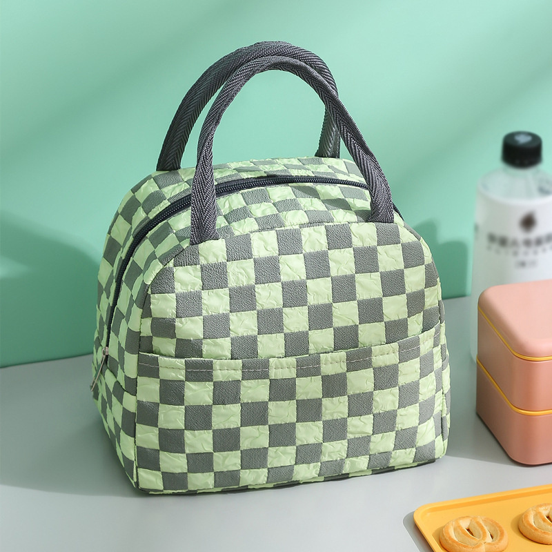 1pc Checkered Insulated Lunch Bag Waterproof Picnic Bag Ice Bag