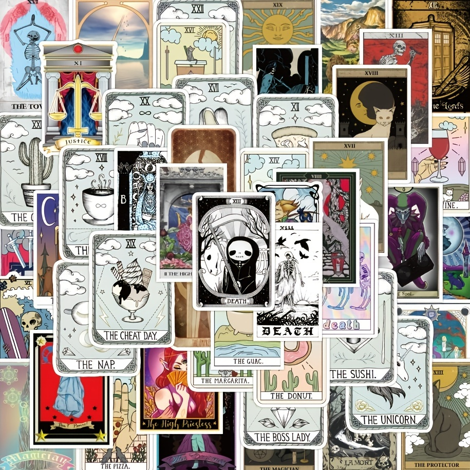 Cartoon Astrology Tarot Gothic Waterproof Stickers Perfect - Temu