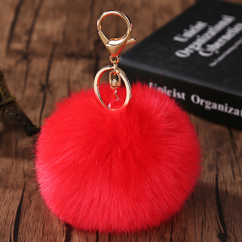 Red puff ball on sale keychain