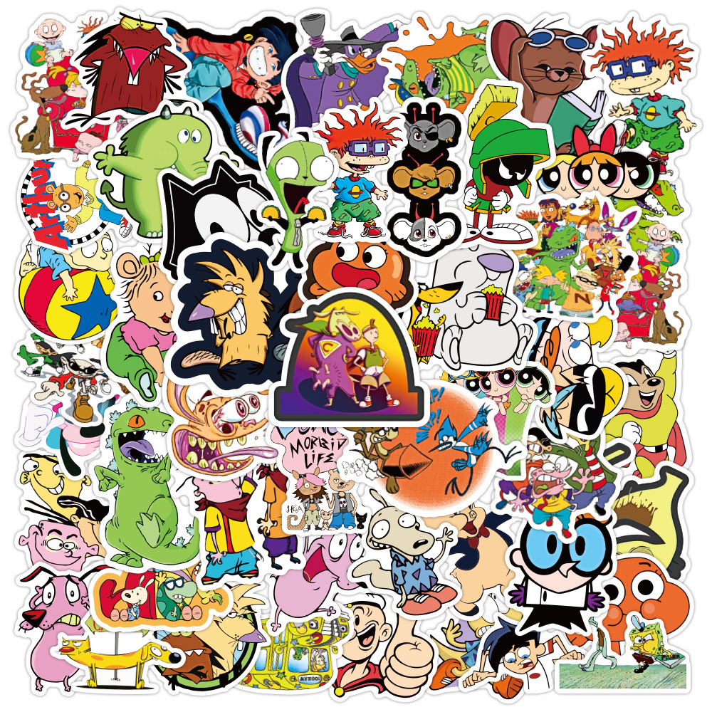50Pcs Disney Cartoon Character Stickers Pack,Disney Film Characters  Aesthetic Vinyl Waterproof Sticker Decals for Water