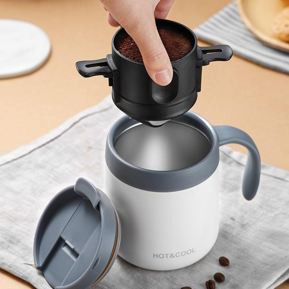 1pc portable pour over coffee dripper reusable stainless steel infuser with folding design plastic material black details 1