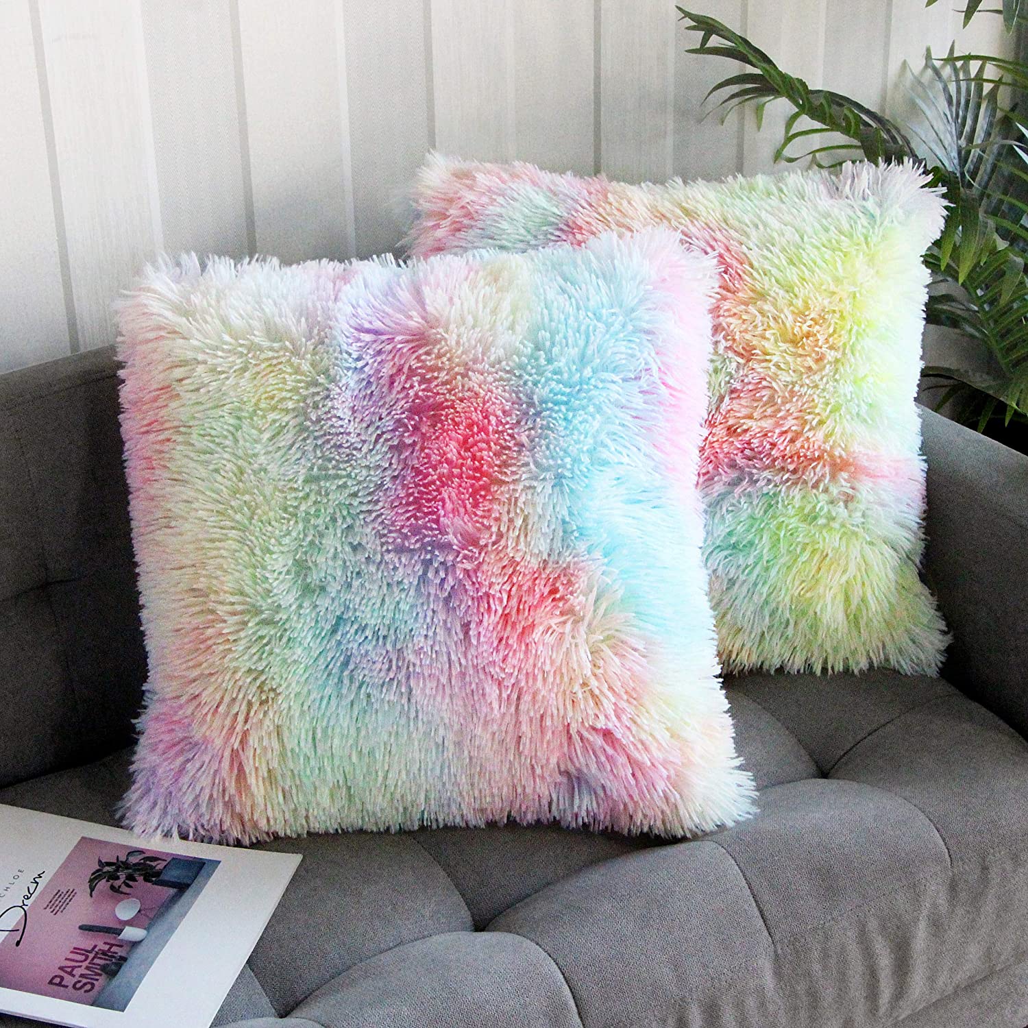 Faux fur on sale throw pillow set