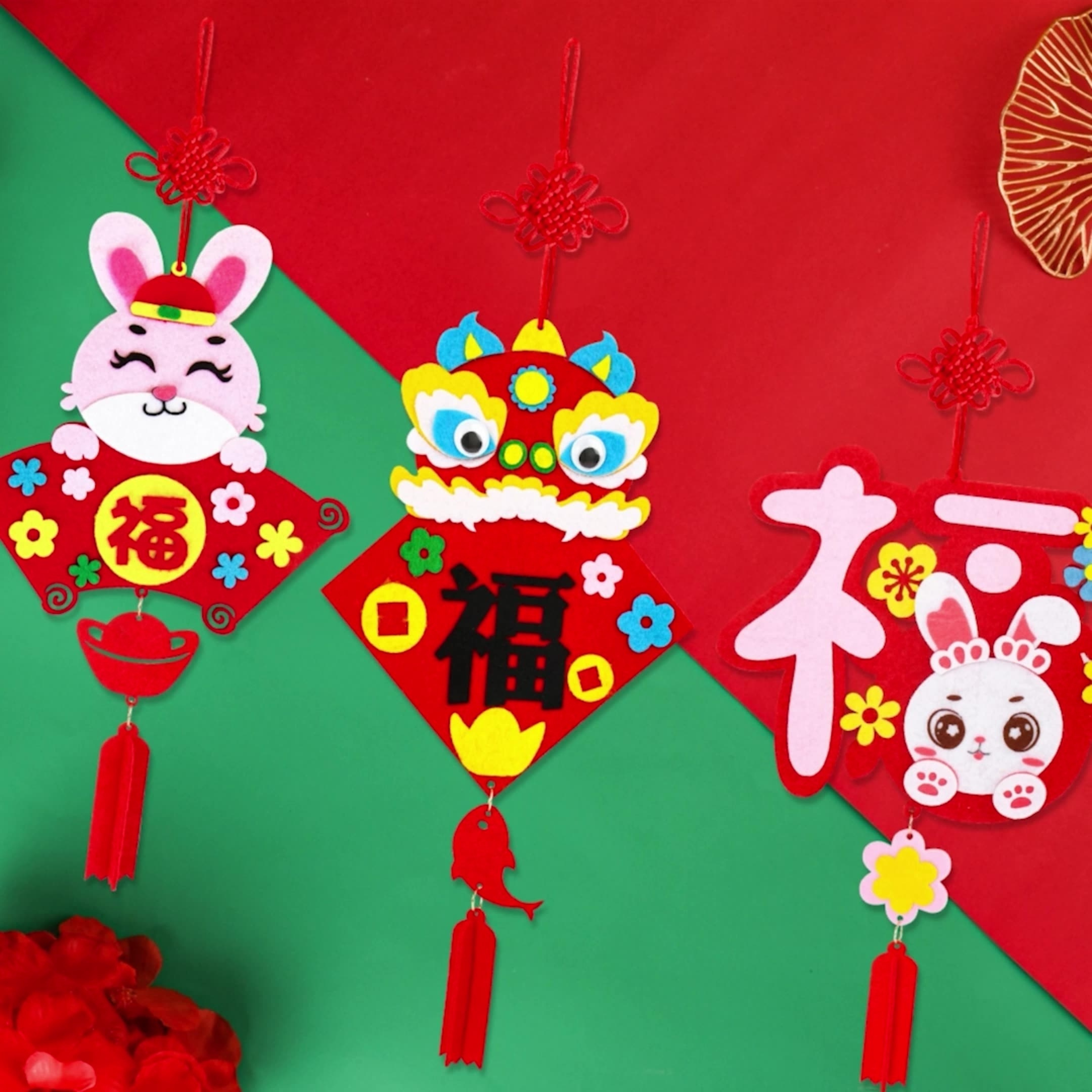 2023 Lapin chinois Nouvel An Tissu de fleurs Décoration intérieure Jouet en  peluche Style chinois créatif Lapin Cadeau spécial pour les enfants
