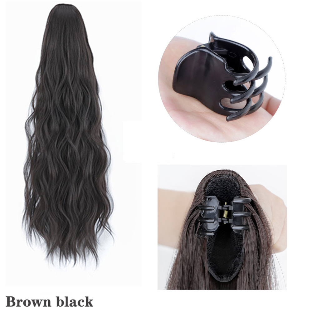 Natural Soft Ponytail Extensions Claw Clip Synthetic Hairpiece