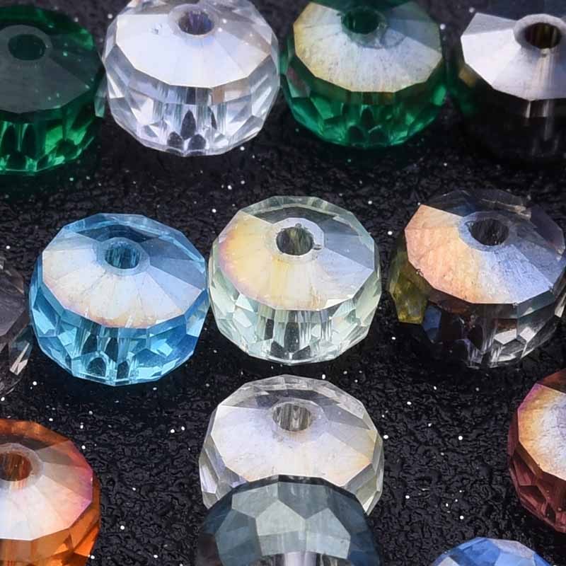 Image of 6x8mm Wheel-shaped Crystal Glass Beads For Fashion Accessories, Jewelry Making, Diy Crafts, 60pcs, Artificial Crystal, Christmas Theme, Natural Stone Creation
