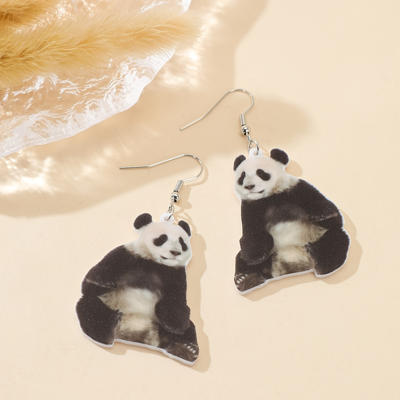 Orecchini A Forma Di Panda In Acrilico – Design A Cuore, Pendenti, Ipoallergenici, Regalo Per San Valentino (2.54g, 24x21mm) - 5