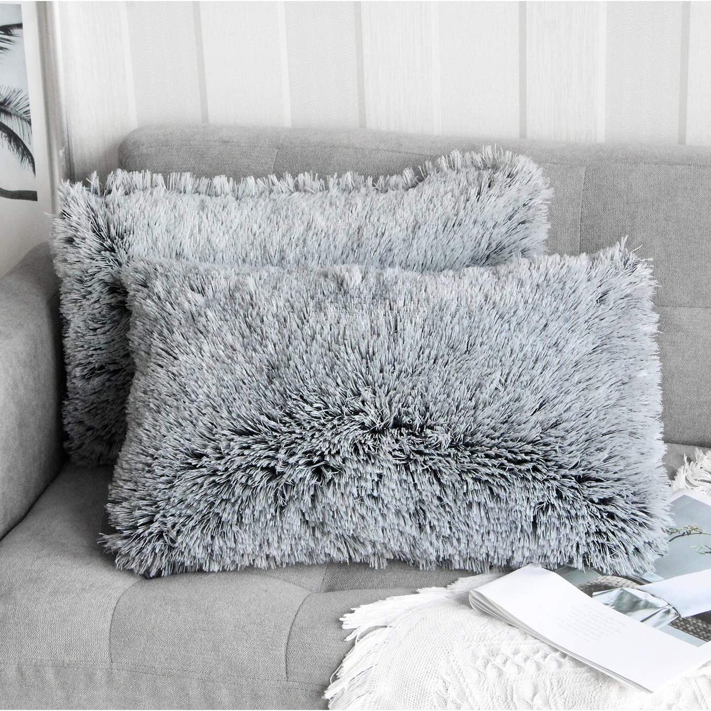 Fluffy Faux Fur Plush Throw Pillow Case Soft Chair Sofa Cushion Cover Home  Decor