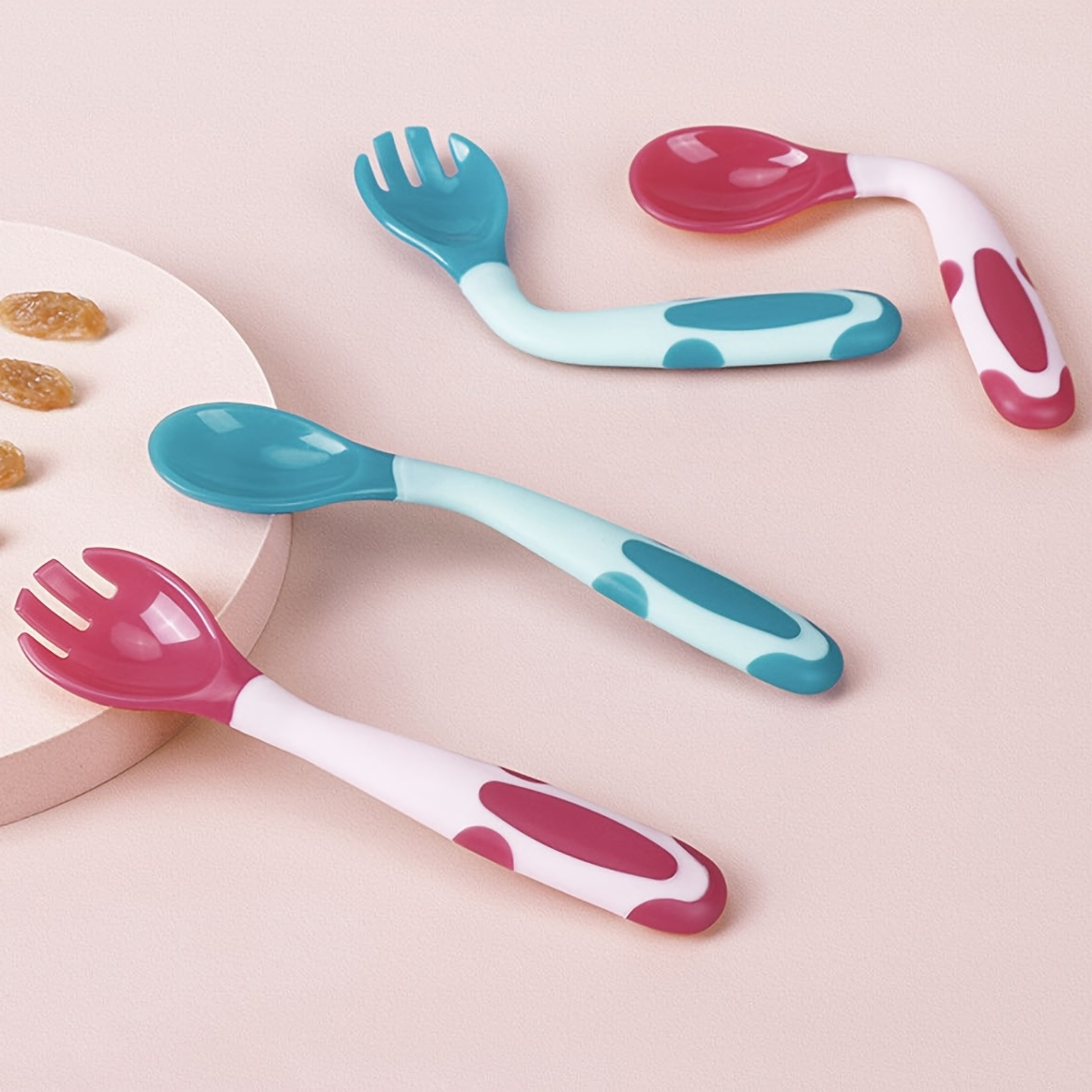 3PCS Cute Baby Learning Spoons Utensils Set Newborn Feeding Spoon Set  Toddler Scoop Weaning Cutlery Children's Tablewar