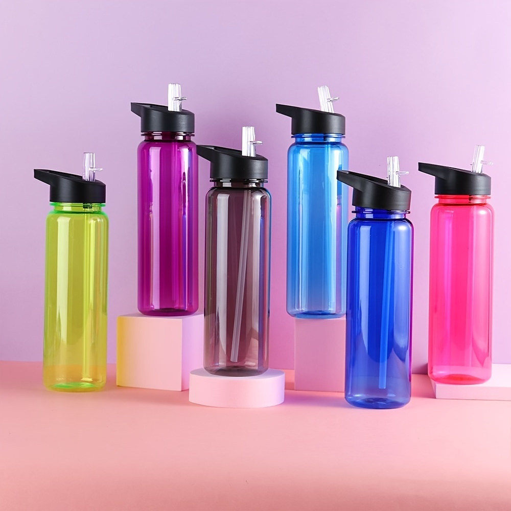 Plastic Space Cup 1000ML Large-Capacity Transparent Frosted Water Cup  Copper Lid Water Bottle With Time Marker Drinking Bottle