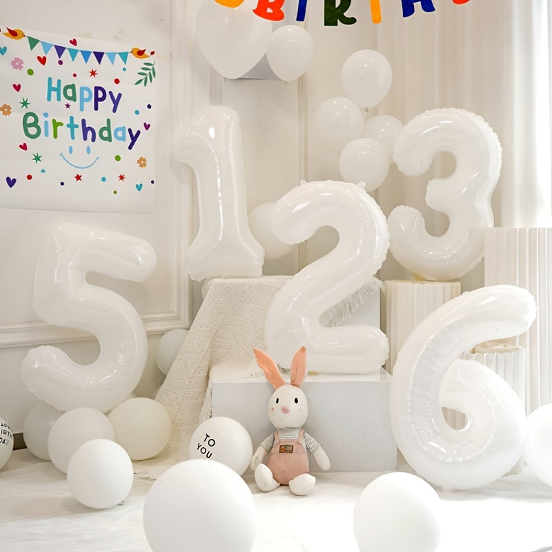 32 Inch White Digital Foil Balloon Birthday Party Wedding Anniversary Decoration