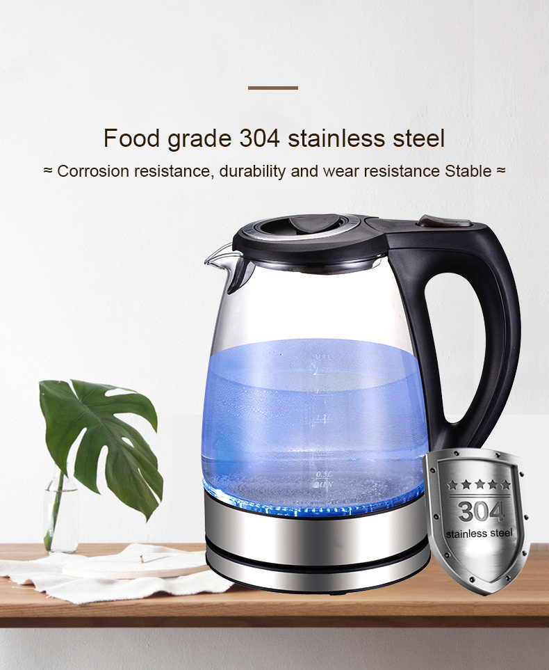 Glass Hot Water Kettle Electric for Tea and Coffee 2-Liter Fast Boiling Electric  Kettle Cordless Water Boiler - AliExpress