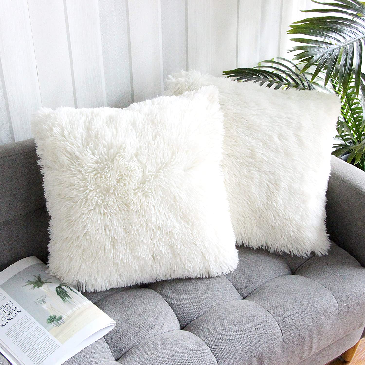 White Fur Throw Pillows Fluffy Pillow Covers, Faux Fur Pillow Covers Luxury  Series Merino Style Decorative Pillows Case For Living Room Couch Bedroom  Car Home Decor - Temu