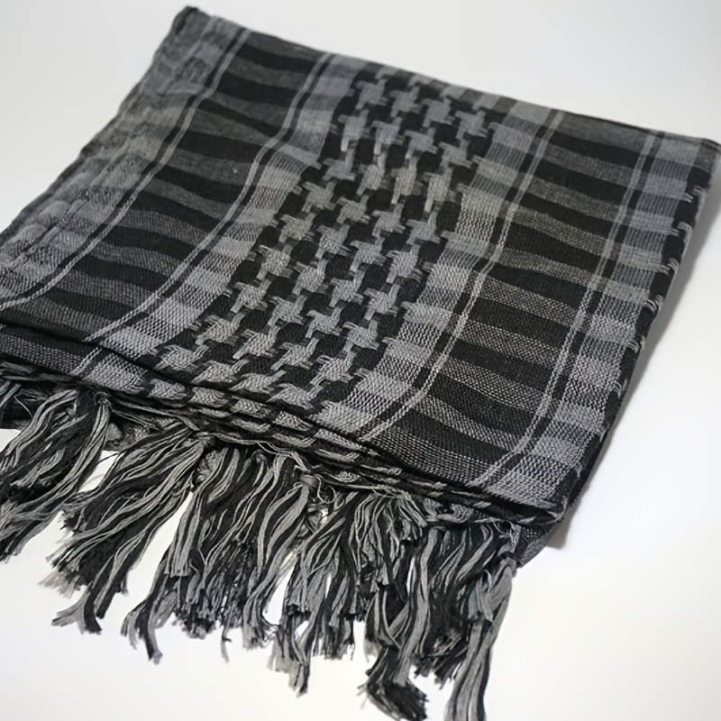 Eyicmarn Women Mens Plaid Tassel Arab Shemagh KeffIyeh Scarf Wrap