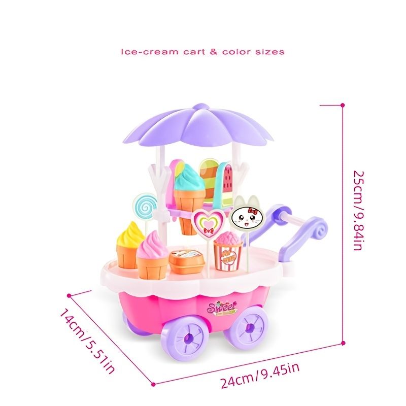 Cartoon Ice Cream Cart For Kids House Play Ice Cream Set Ice Cream Toys  Sweet Food