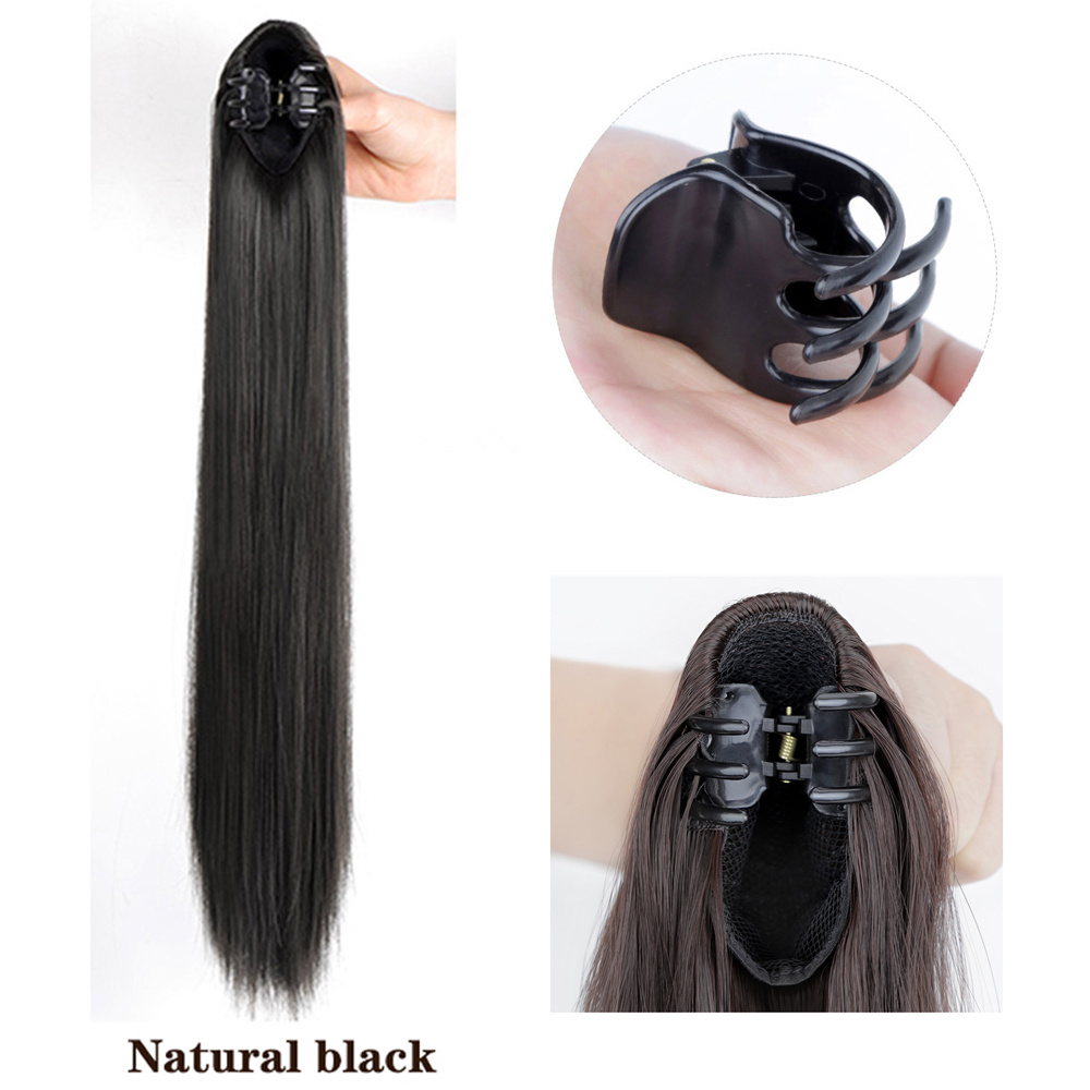 Natural Soft Ponytail Extensions Claw Clip Synthetic Hairpiece