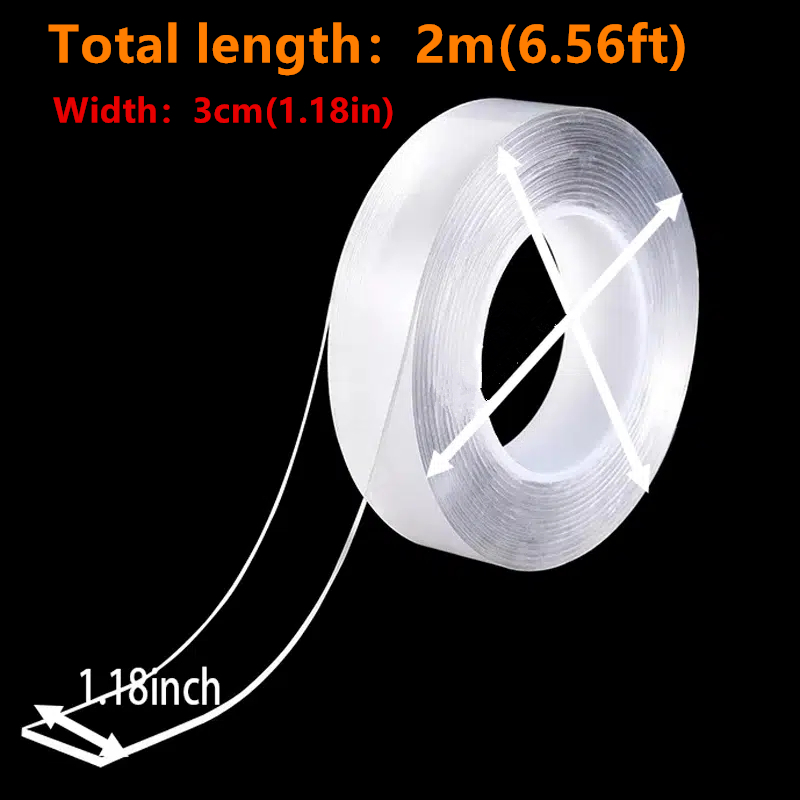 1 2 3 4 5 6 Rolls Double Sided Transparent Nano Tape Reusable Non