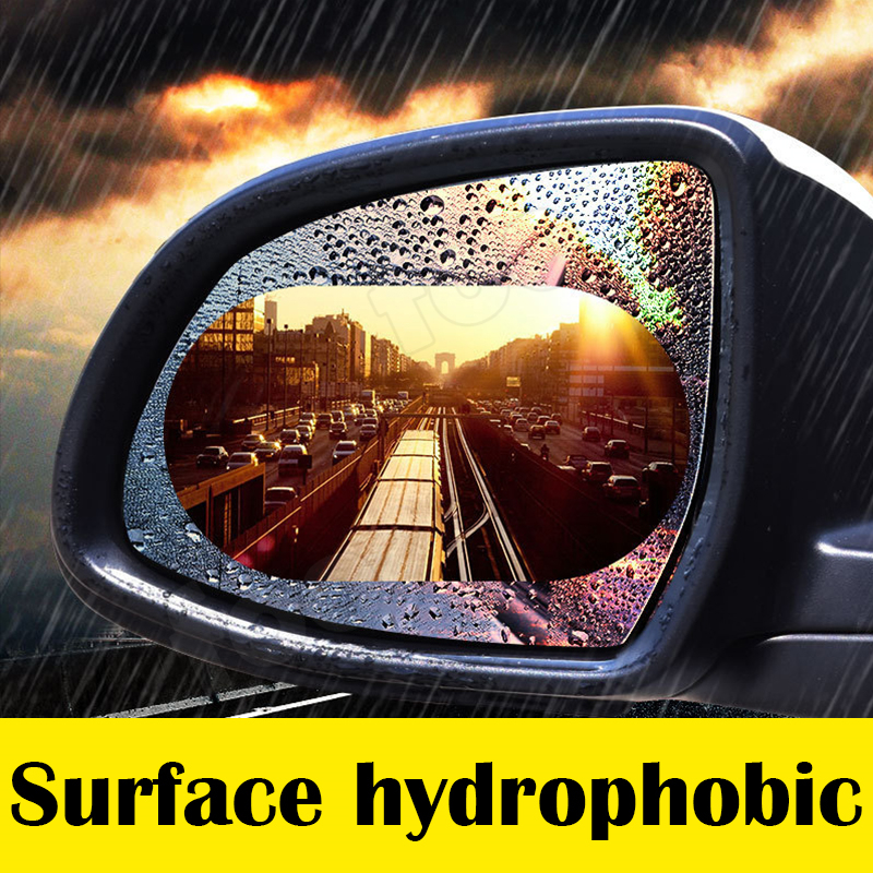 Auto Addict Anti Fog Film Rear-View Mirror Waterproof Anti Fog Rainproof  Anti-Water Protective Film Sticker for Car (Square - 2 PCs + Oval - 2 PCs)