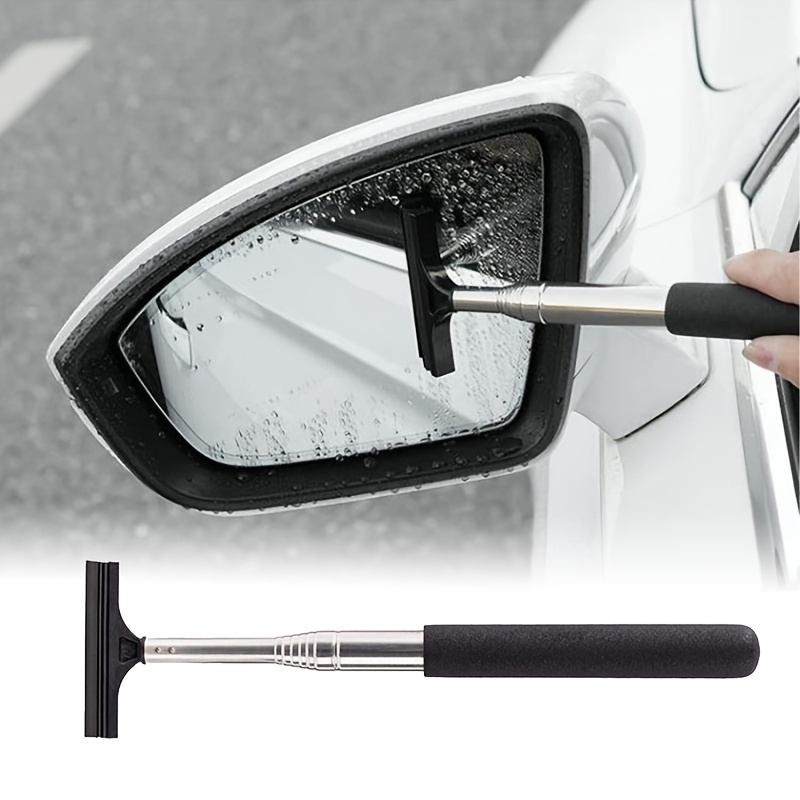 Auto-Rückspiegelwischer, einziehbarer Edelstahlgriff, weicher Schwamm,  Auto-Seitenspiegel-Rakel, Schaber, Fensterglas-Reinigungswerkzeug, Auto
