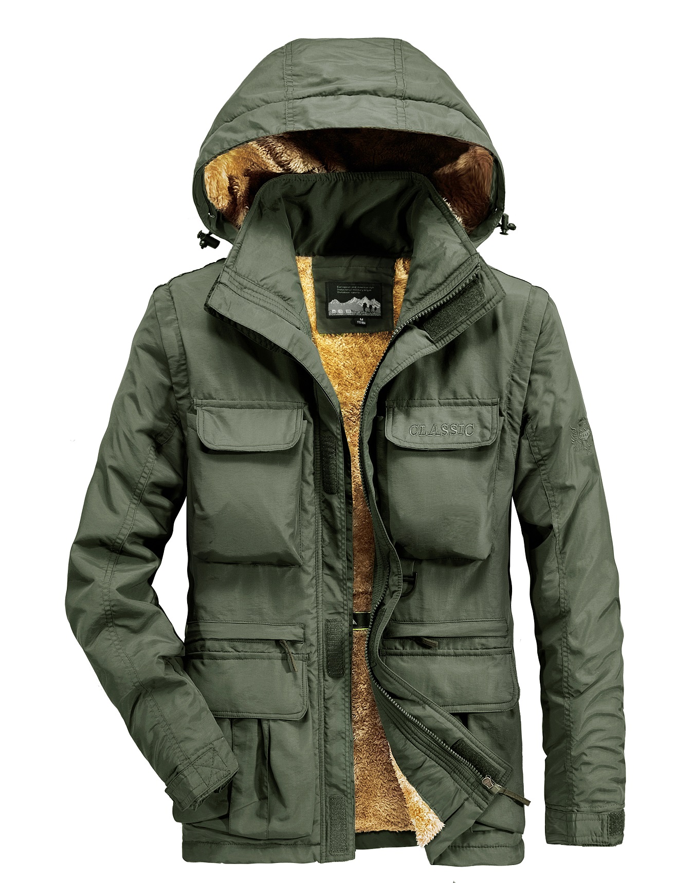 Winter Jacket Mens Military Fleece Warm Jackets Male Fur Collar Coats Army  Tacti