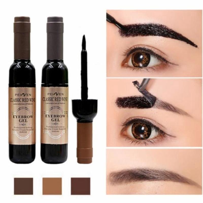 wine eyebrow gel 3 colors wine bottle tattoo brow gel tint eyebrow beauty dyeing eyebrow cream peelable tearing eyebrow colouring gel waterproof quick dry no smudge easy to color details 0