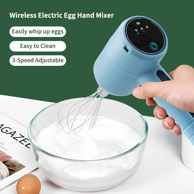 Wirlsweal Electric Egg Beater Three Gear Adjustments Twisted Garlic Cup  Removable Stick Convenient Freely Switch Stir ABS Wireless Design Electric  Handheld Mixer Kitchen Tool 