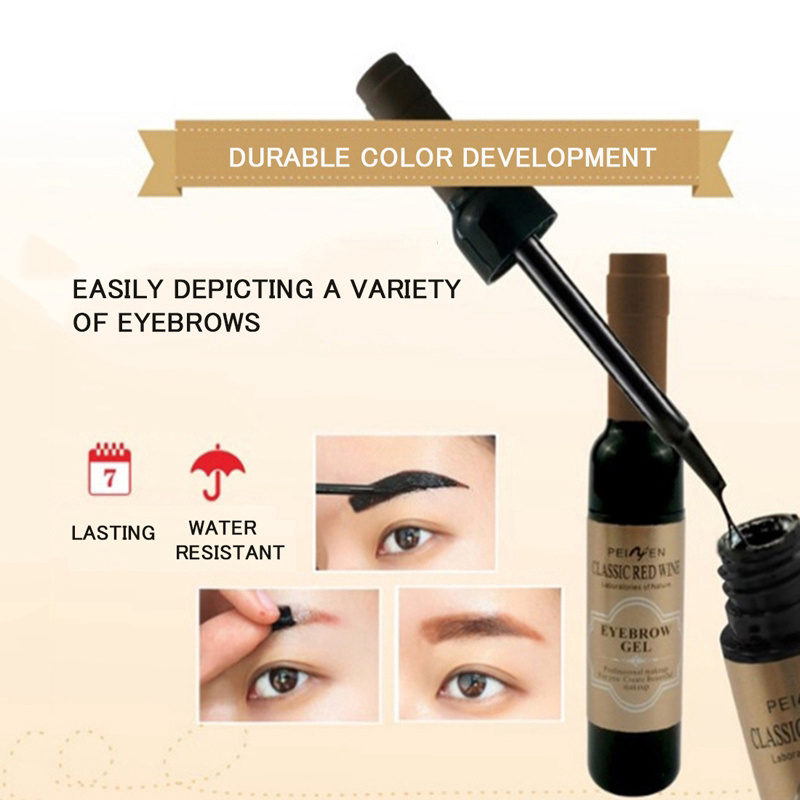 wine eyebrow gel 3 colors wine bottle tattoo brow gel tint eyebrow beauty dyeing eyebrow cream peelable tearing eyebrow colouring gel waterproof quick dry no smudge easy to color details 2