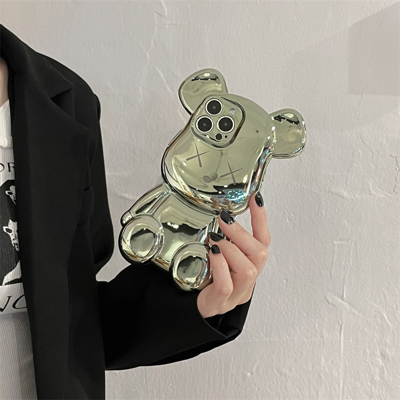 Lovely Big Bear Light Luxury Electroplating Phone Case