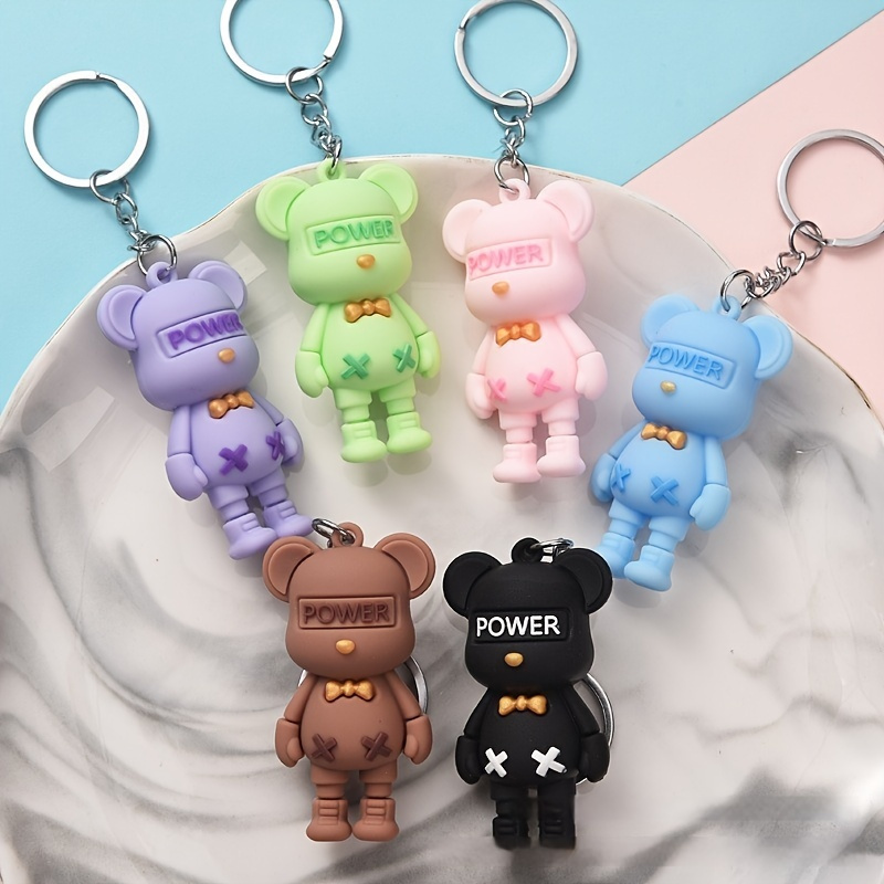 ZHSH Cute 3D Bow Tie Bear Cartoon Silicone Keychains for Backpack