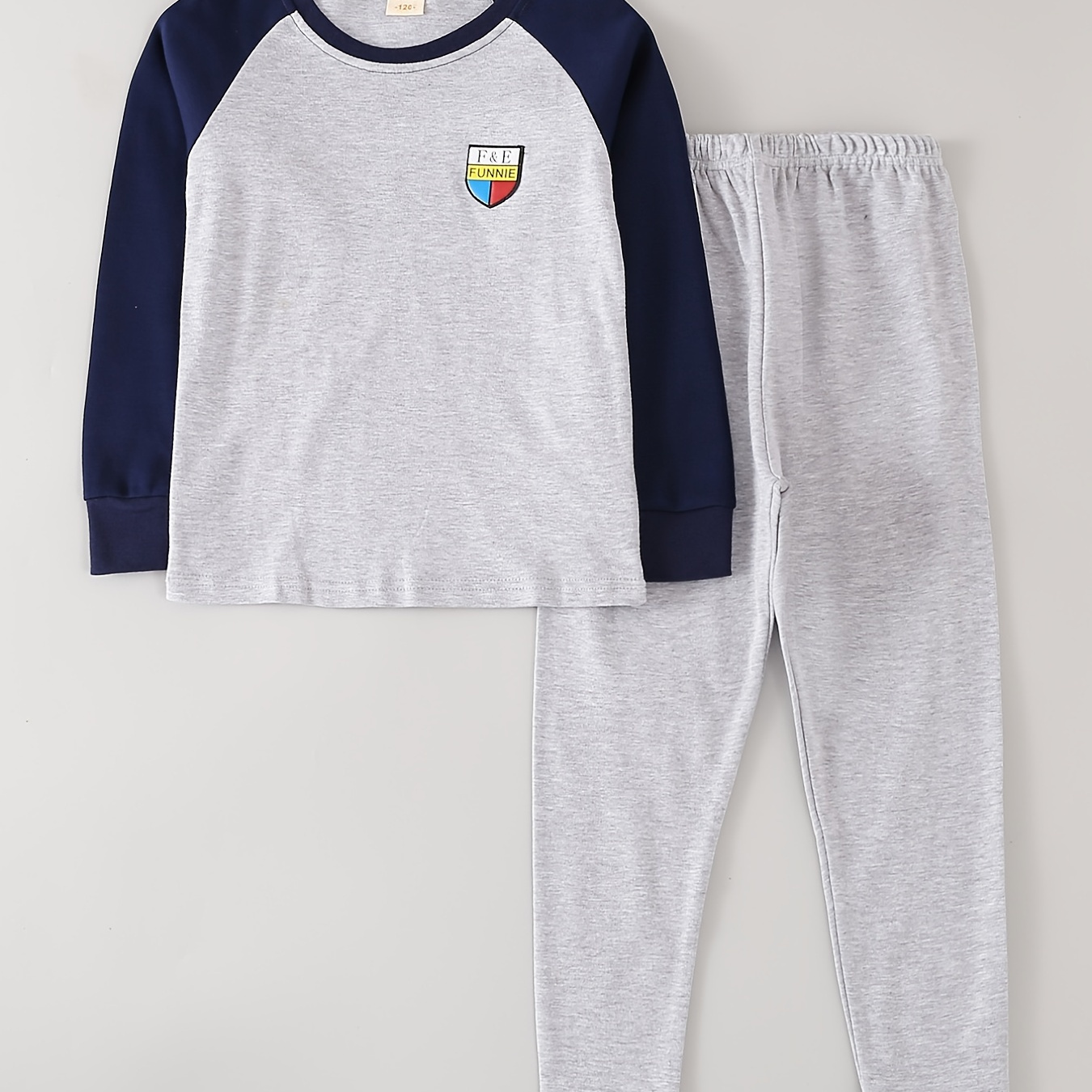 Ensemble Rayé de Sous-vêtements Thermiques Enfant en Coton Automne Hiver  Vêtements de Détente à Demi-col Roulé épaissis Gris