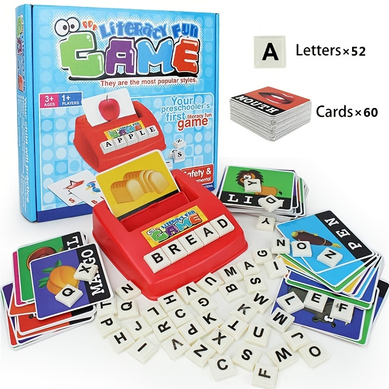 Jeu Éducatif d'Orthographe,Apprendre a Lire Jeu Alphabet avec 32 Cartes  d'Étude Jeux d'Orthographe de Lettres Anglais Jouet Éducatif